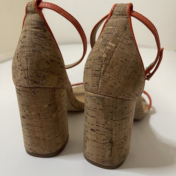SCHUTZ Cadey Lee Block Casual Leather Sandal orange trim cork US 7.5 - Picture 6 of 8